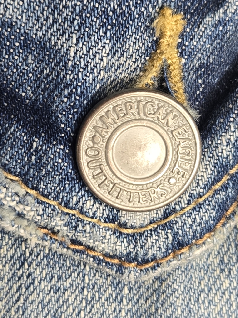 American Eagle Outfitters Blue Denim Jacket with Brown Corduroy Collar - Picture 14 of 16